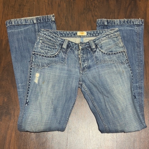 ANTIK DENIM JEANS Vintage 90s Y2K Fashion  embroidered back pocket size 28 EUC - Picture 9 of 16